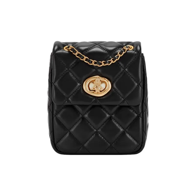 Hush Puppies Cow Leather Bonded Synthetic Leather Crossbody Bag Shoulder Bag Small Size Women's Black-0