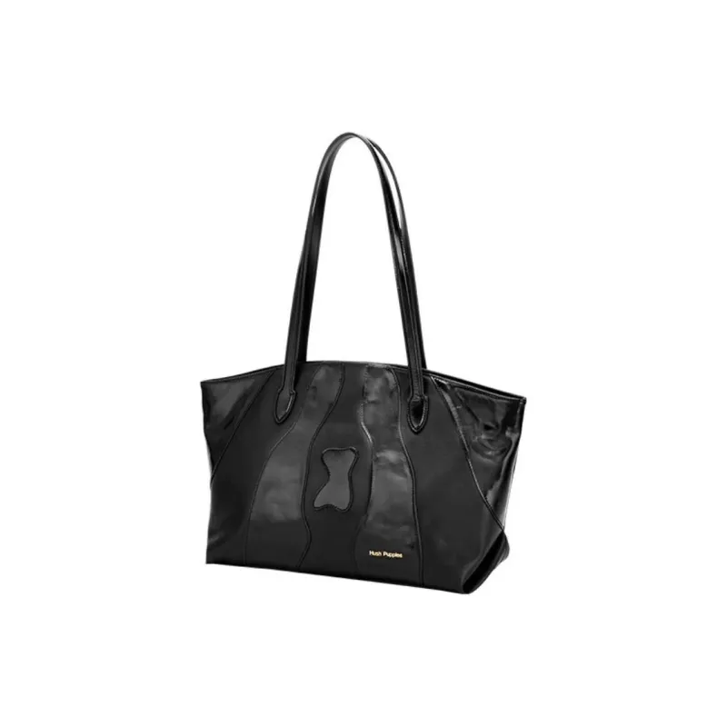 Hush Puppies Cow Leather Tote Bag Shopping Bag Shoulder Bag Handbag Medium Size Women's Black-1