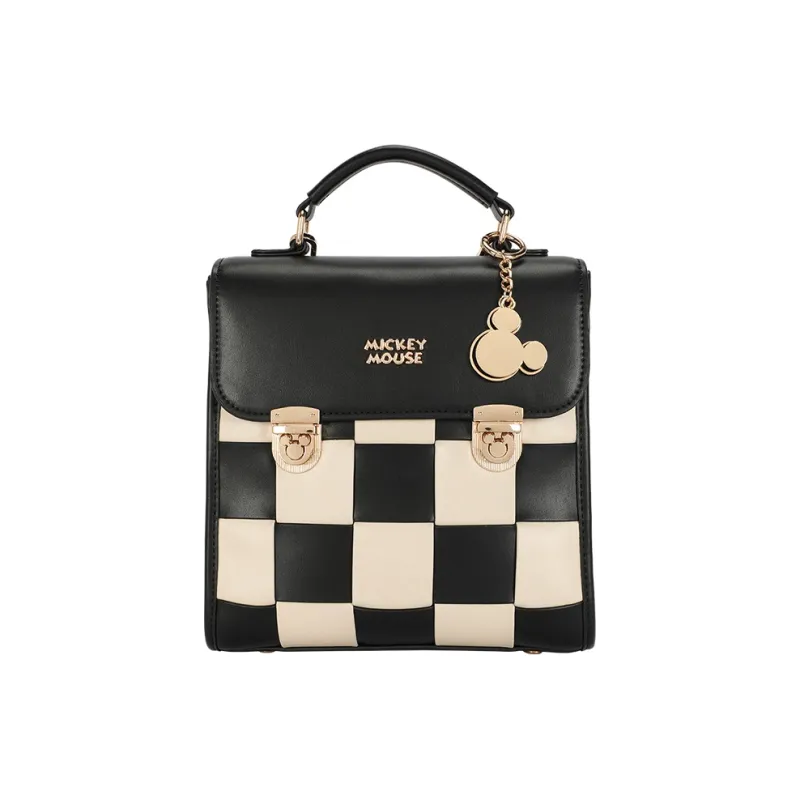 Disney Mickey Series PU Synthetic Leather Backpack Regular Unisex Black White-1