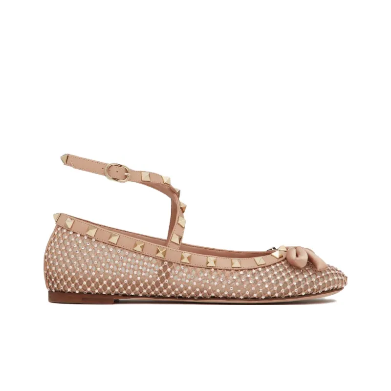 Valentino Garavani Rockstud Round Toe Ballerina Shoes Women's-1