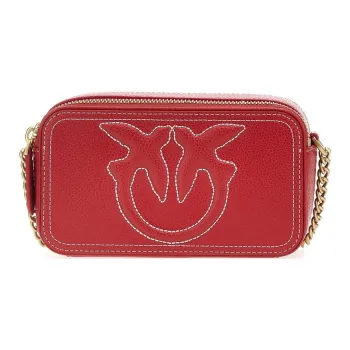 PINKO Cow Leather Camera Bags Crossbody Bag Shoulder Bag Women's Red