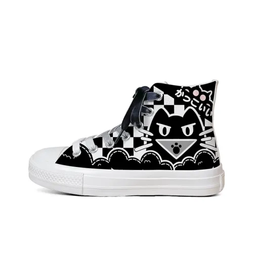 A&M Canvas Shoes Unisex High-Top Black