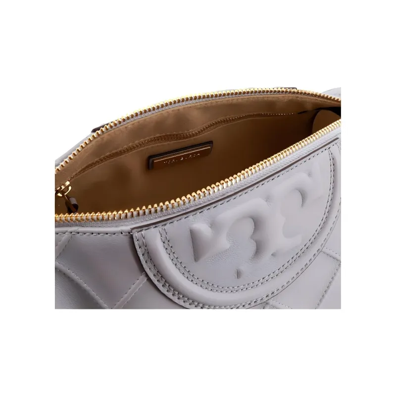 TORY BURCH Fleming Sheepskin Cylinder Bag Portable Crossbody Bag Shoulder Bag Women's Light Gray-4