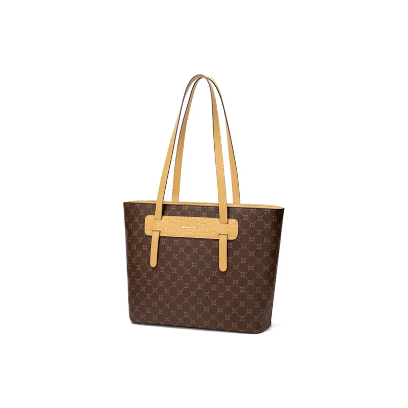 MashaLanti PVC Tote Bag Shoulder Bag Handbag Regular Women's Beige Pink/Dark Brown & Apricot-2