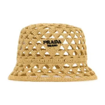 PRADA Logo-Embroidered Perforated Detailed Bucket Hat
