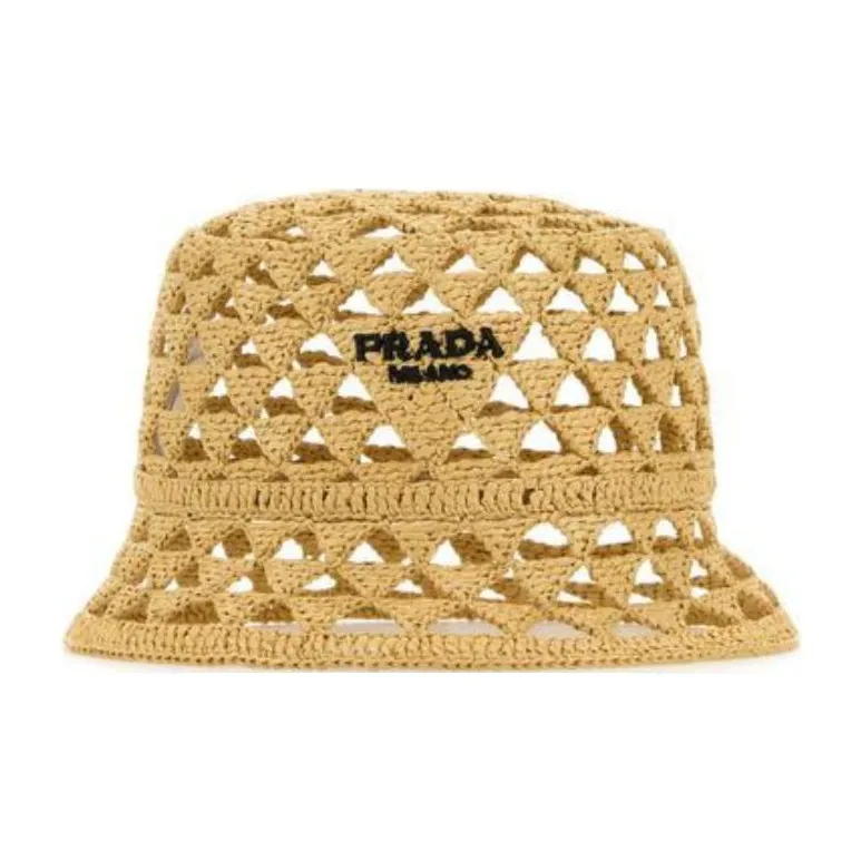 PRADA Logo-Embroidered Perforated Detailed Bucket Hat-0