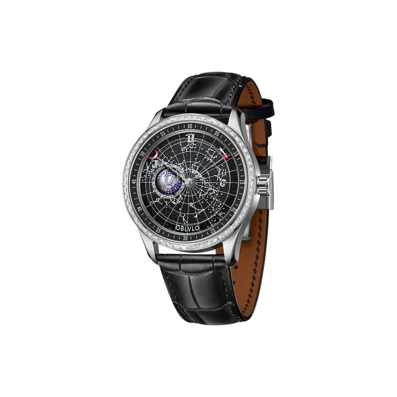 OBLVLO Automatic Mechanical Movement Watch Men's Watches Black Dial-1