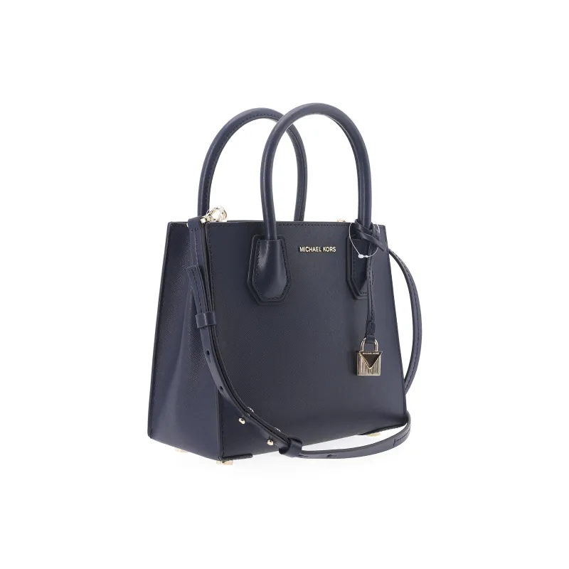 MICHAEL KORS Mercer Cow Leather Trunk Bag Handbag Shoulder Bag Crossbody Bag Small Size Women's Navy Blue-1