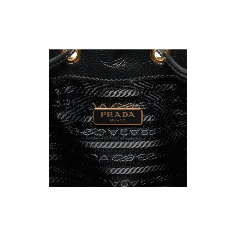 PRADA Calfskin Bucket Bags Shoulder Bag Crossbody Bag Handbag Women's Black-9