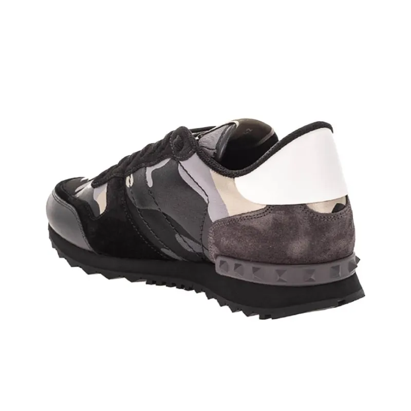 Valentino Rockrunner Low Top Casual Shoes Men's Black Camouflage-4