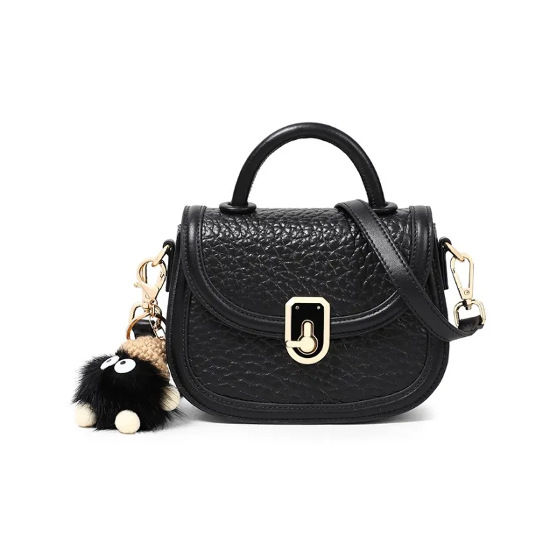 VINEY Cow Leather Shoulder Bag Crossbody Bag Saddle Bag Handbag Regular Women's Ecru/Black-9