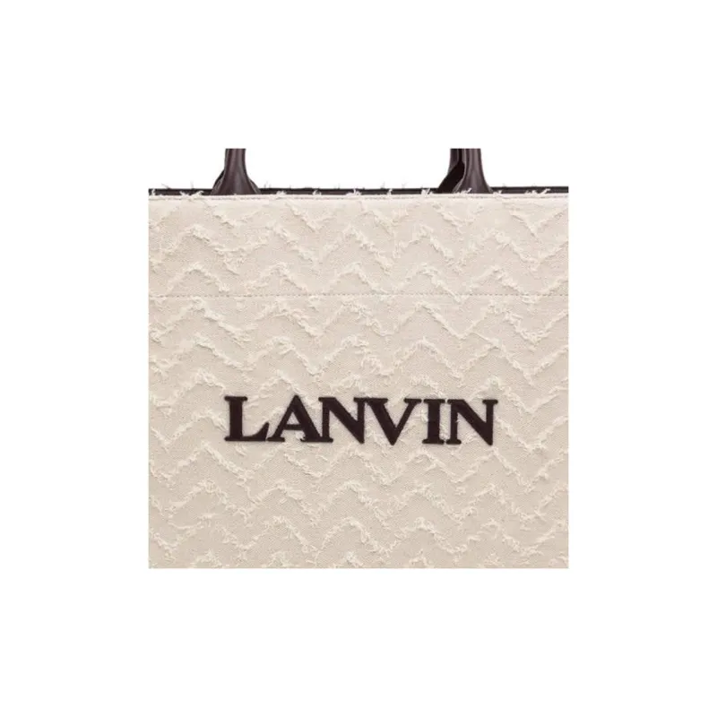 Lanvin Logo Embroidered Frayed Detail Tote Bag-4