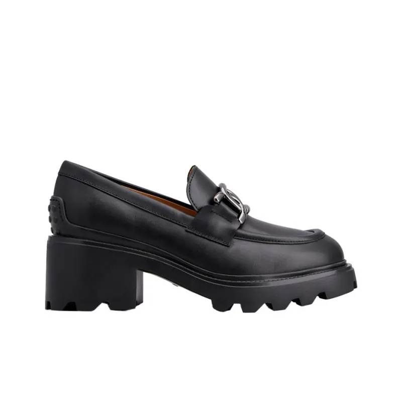 TOD'S Logo Buckle Almond Toe Loafers Women's-1