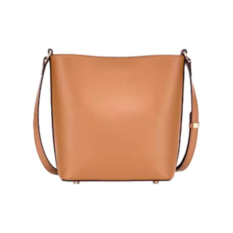 Hush Puppies Cow Split Leather Bucket Bags Shoulder Bag Crossbody Bag Medium Size Women's Light Green/Ecru/Brown-16