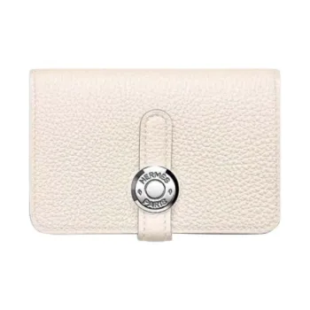 HERMES Dogon Togo Calfskin Card Holder Women's 10 Craie Milkshake White
