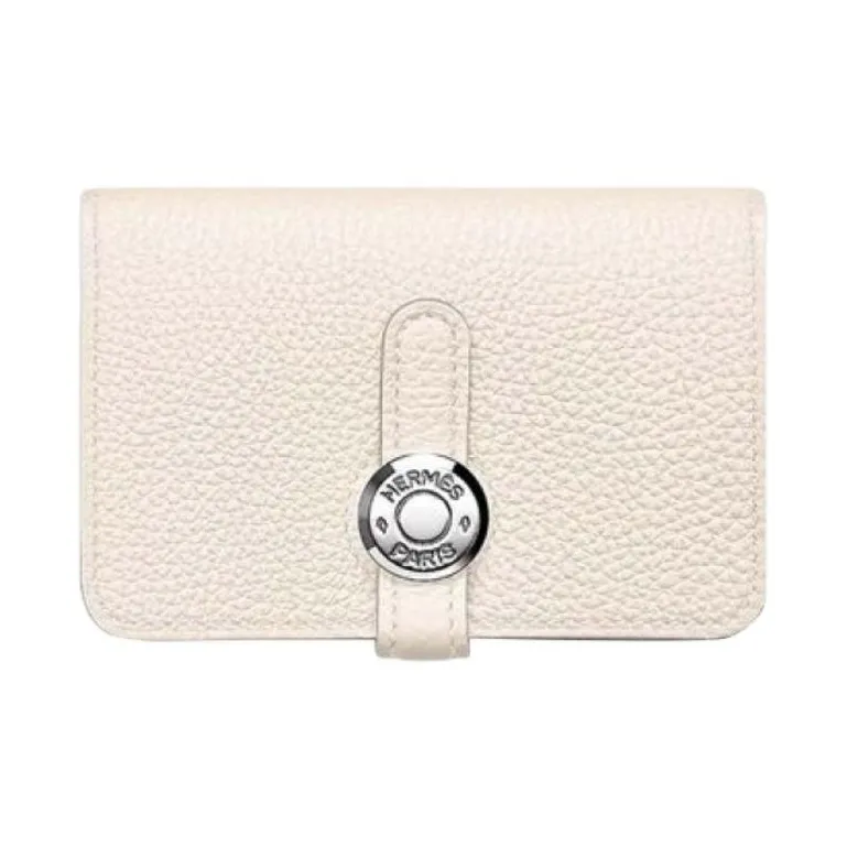 HERMES Dogon Togo Calfskin Card Holder Women's 10 Craie Milkshake White-0