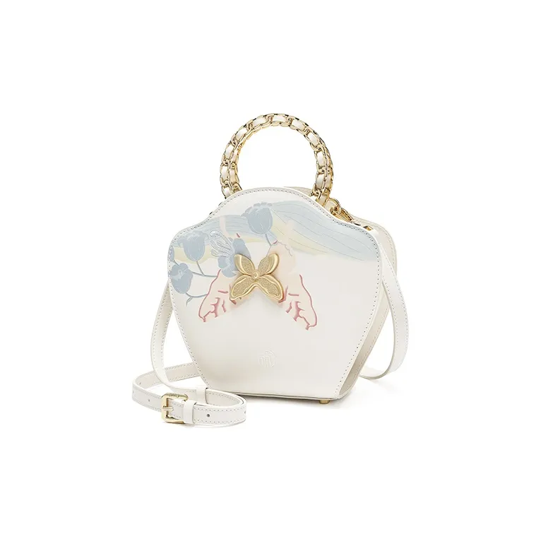 Ancient Yi Xi Cow Leather Shoulder Bag, Crossbody Bag, Handbag Small Size Women's Ecru-1