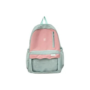 NOMK Nylon Backpack Women's Mint Green/Brown/Gray Blue