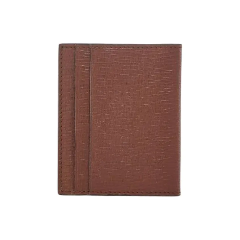 FERRAGAMO GANCINI Cow Leather Card Holder Regular Unisex Brown-1