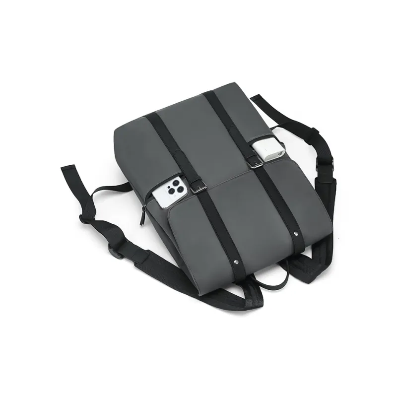 MashaLanti Nylon Fabric With PVC Backpack Regular Men's Smoke Gray-7