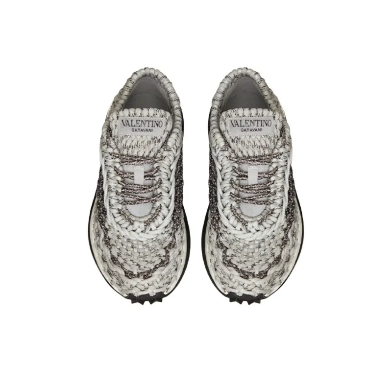 Valentino Crochet Low-Top Casual Shoes Women's Gray-3