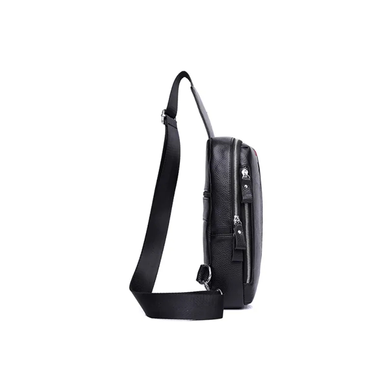Yalu Cow Leather Sling Bag Men's Black-3