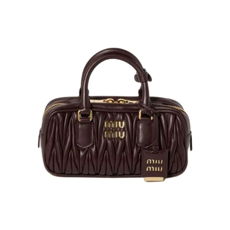 MIU MIU Arcadie Series Leather Shoulder Bag, Crossbody Bag, Handbag Trumpets Women's Dark Brown-0