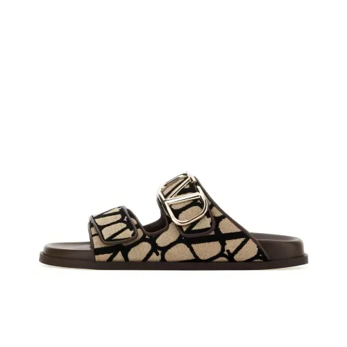 Valentino Women's Toile Iconographe Double Strap Sandal 'VLogo - Brown'