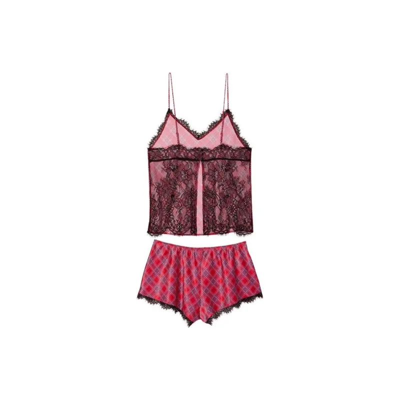 Victoria's Secret SEXY KI Pajama Set Women's Red Plaid-1