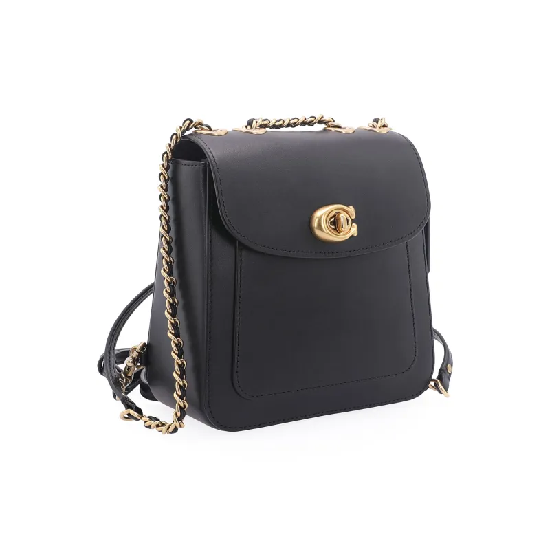 COACH Madison Refined Calfskin Portable One Shoulder Crossbody Backpack Small Size Women's Black-1