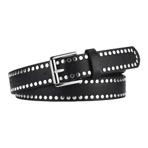 Emperor Penguin Individual Stud Belt Advanced Black Trendy PU Artificial Leather Belts Women's 2.8cm