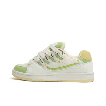 SINPERCO Vintage Anti-Slip And Wear-Resistant Lightweight Low-Top Skateboard Shoes Women's Mint Cake