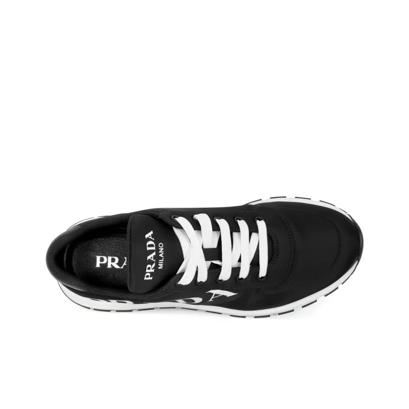 PRADA Low Top Casual Shoes Women's Black White-2