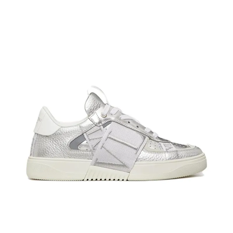 Valentino VL7N Low Top Stylish Skateboarding Shoes Women's Silver White-1