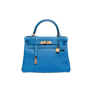 HERMES Kelly Togo Calfskin Kelly Bag Handbags Regular Women's B3 Bleu Zanzibar Tanzanian Blue