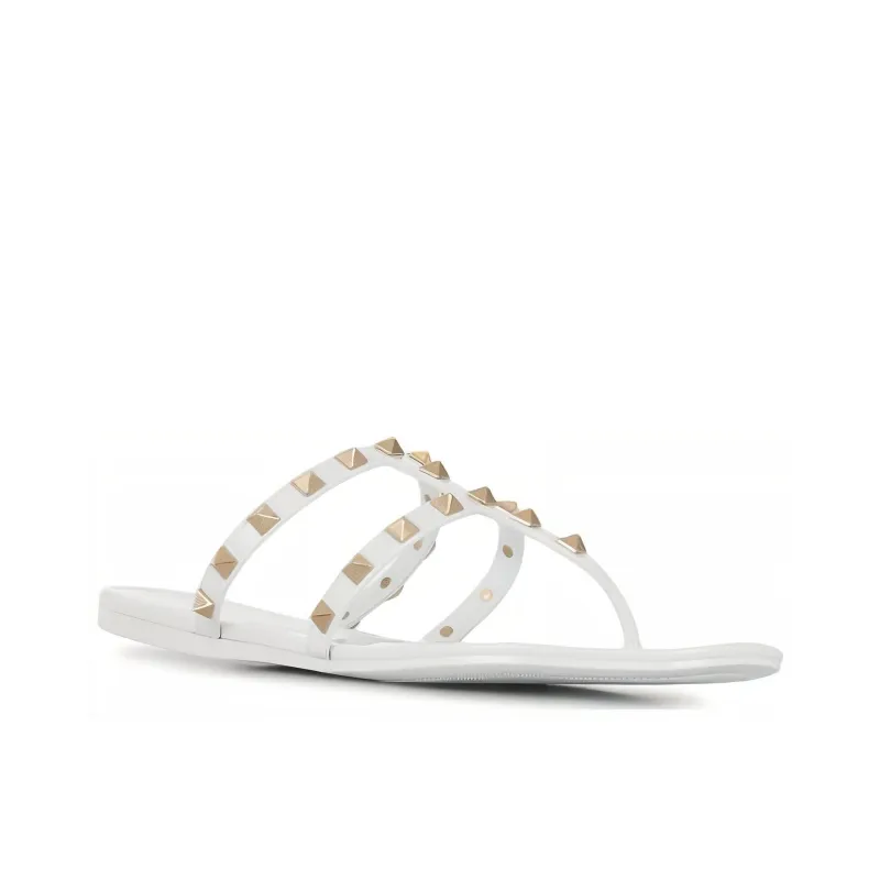 Valentino ROCKSTUD Flip Flops Women's White-2