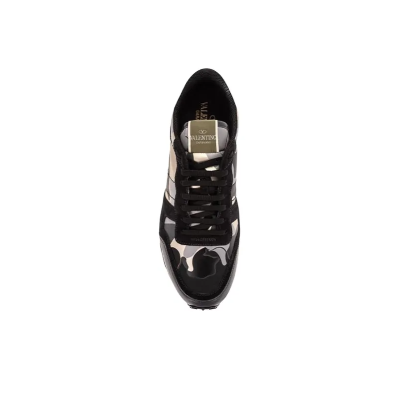 Valentino Rockrunner Low Top Casual Shoes Men's Black Camouflage-3