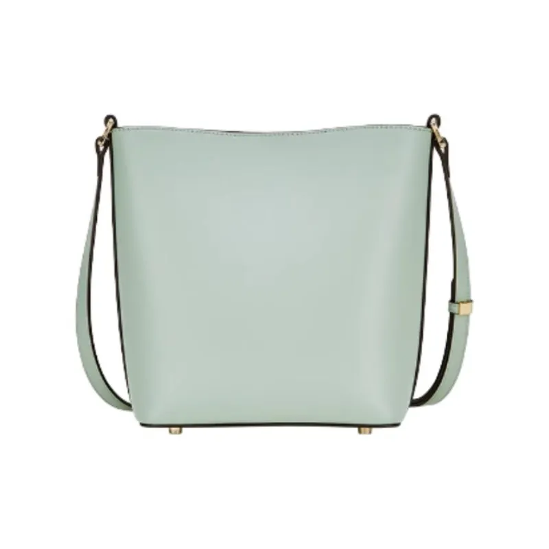 Hush Puppies Cow Split Leather Bucket Bags Shoulder Bag Crossbody Bag Medium Size Women's Light Green/Ecru/Brown-3