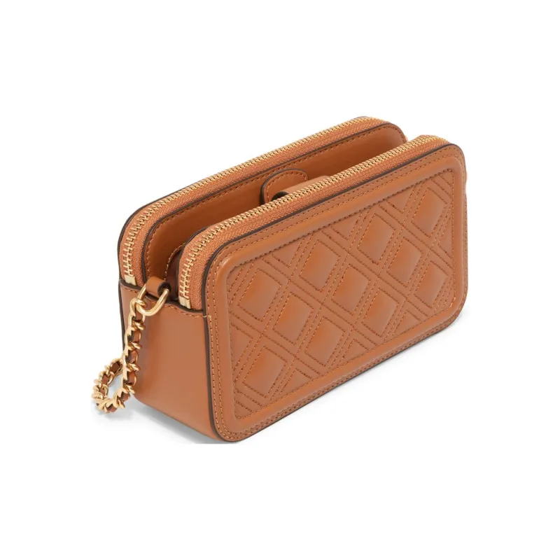 TORY BURCH Fleming Lambskin Camera Bag, Crossbody Bag, Shoulder Bag Women's Tea Brown-1