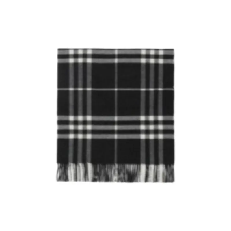 Burberry Check print Fringed Cashmere Scarf-2