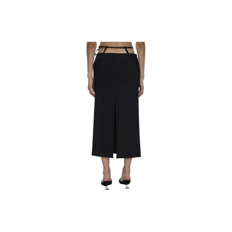 The Attico Belted Stretch Midi Skirt-1