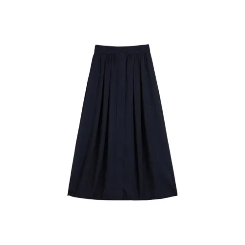 Yiner Casual Long Skirts Women's Navy Blue