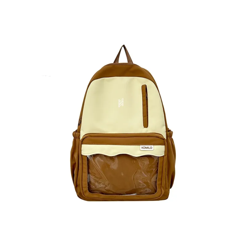 NOMK Nylon Backpack Women's Mint Green/Brown/Gray Blue-3
