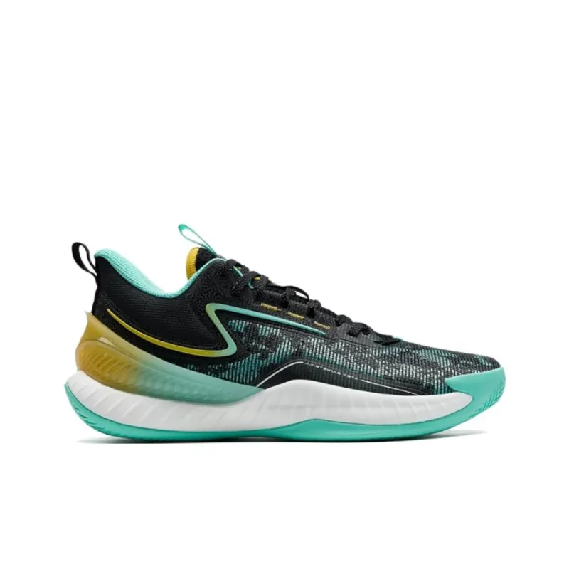XTEP Shudder 2 Generations Anti Slip Wear Resistant Low Top Basketball Shoes Men's Black Green-1