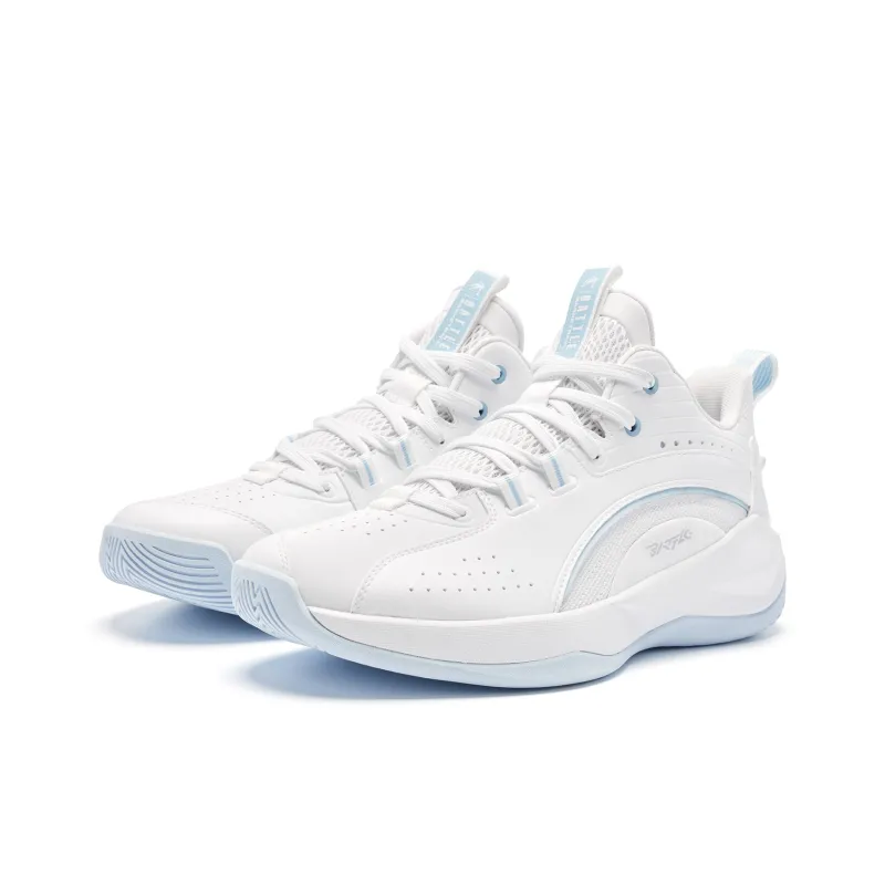 QIAODAN Basketball Shoes Men Low Top Jordan White/Dream Blue-2