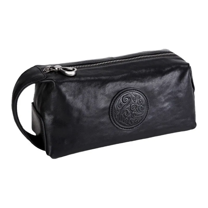 VIHUS Top Grain Cow Leather Clutch Men's Black-0