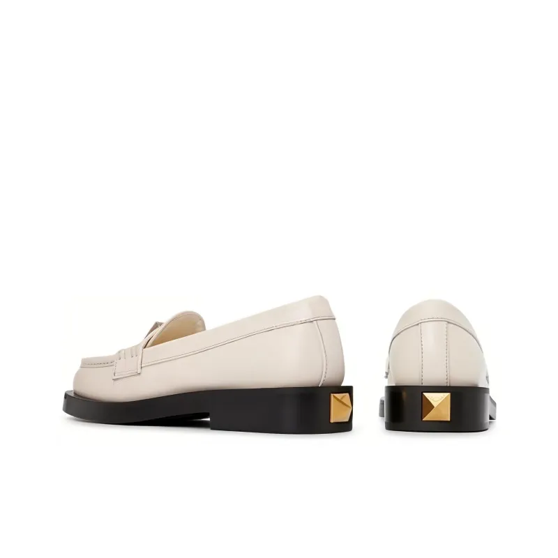 Valentino Roman Stud Loafers 3cm Women's White-3