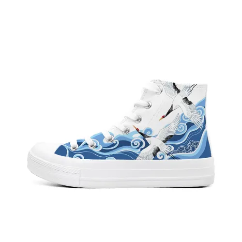 A&M Canvas Shoes Women's High-Top Blue