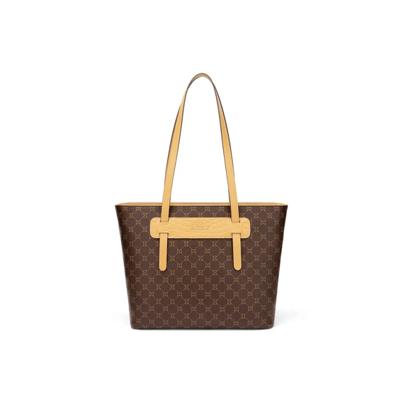 MashaLanti PVC Tote Bag Shoulder Bag Handbag Regular Women's Beige Pink/Dark Brown & Apricot-1