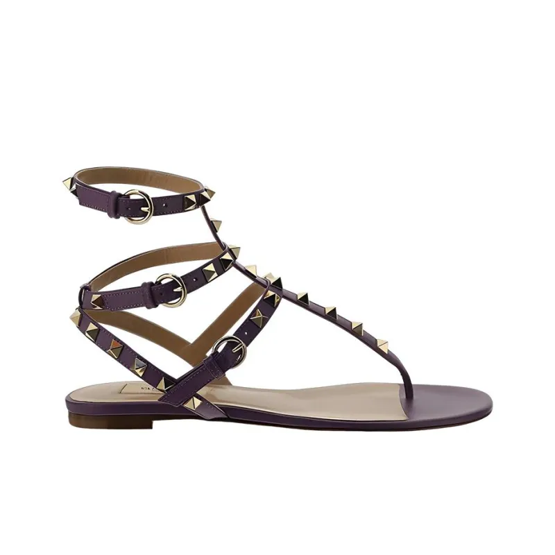 Valentino Rockstud One Strap Sandals Women's Purple-1